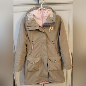 Karitraa 2 in 1 sinched back long hooded jacket with removable zip puffer